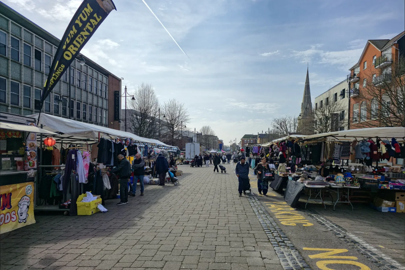Stalls on Romford Market, Market Place.